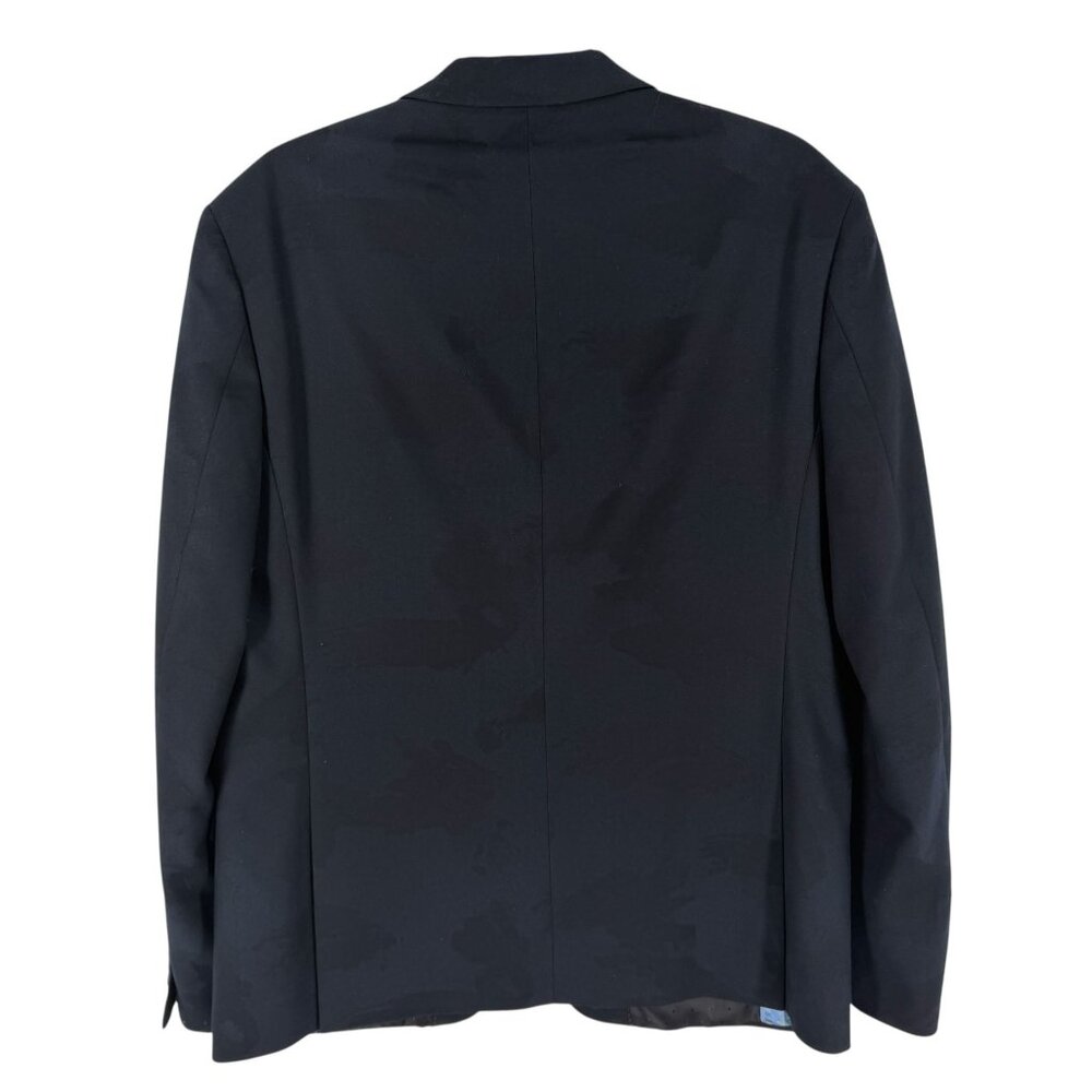 Au Noir Navy Jacquard Red Stitch Accent Two Button Blazer Jacket Men's 42R - Picture 2 of 11